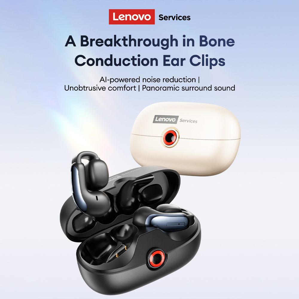 Video Games - Lenovo LES-108 Earphone TWS Konduksi Tulang