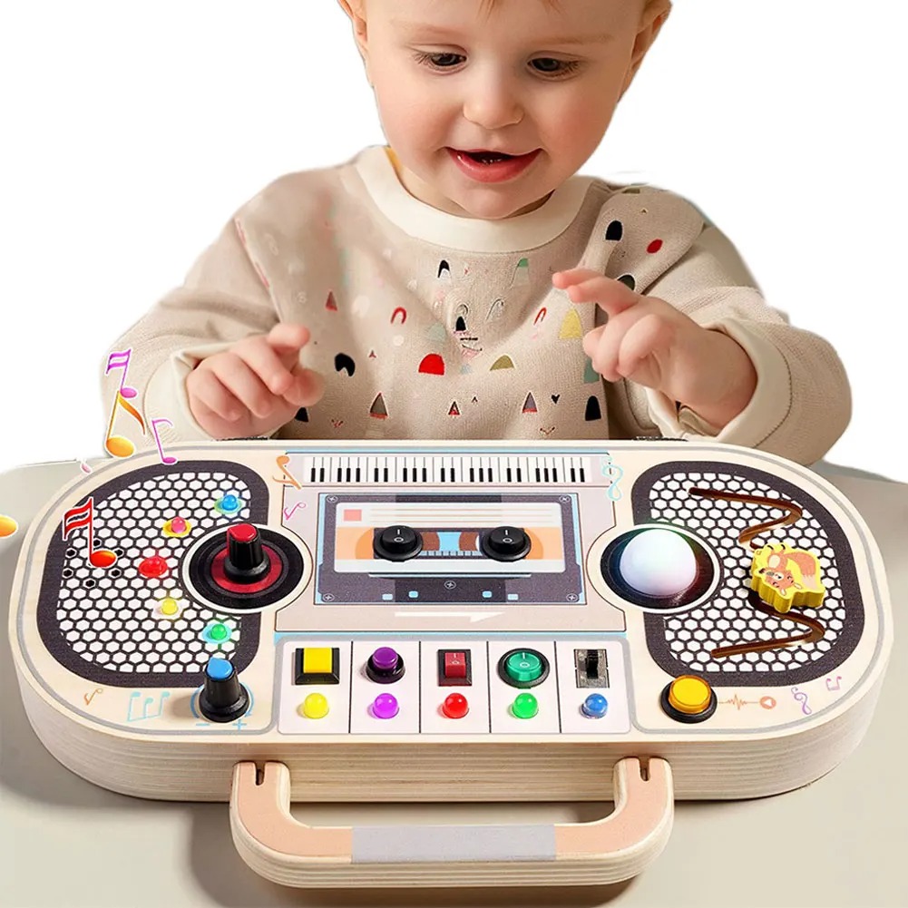 Montessori Wooden Busy Board Toddler - Mainan Balita Montessori mainan sensor papan