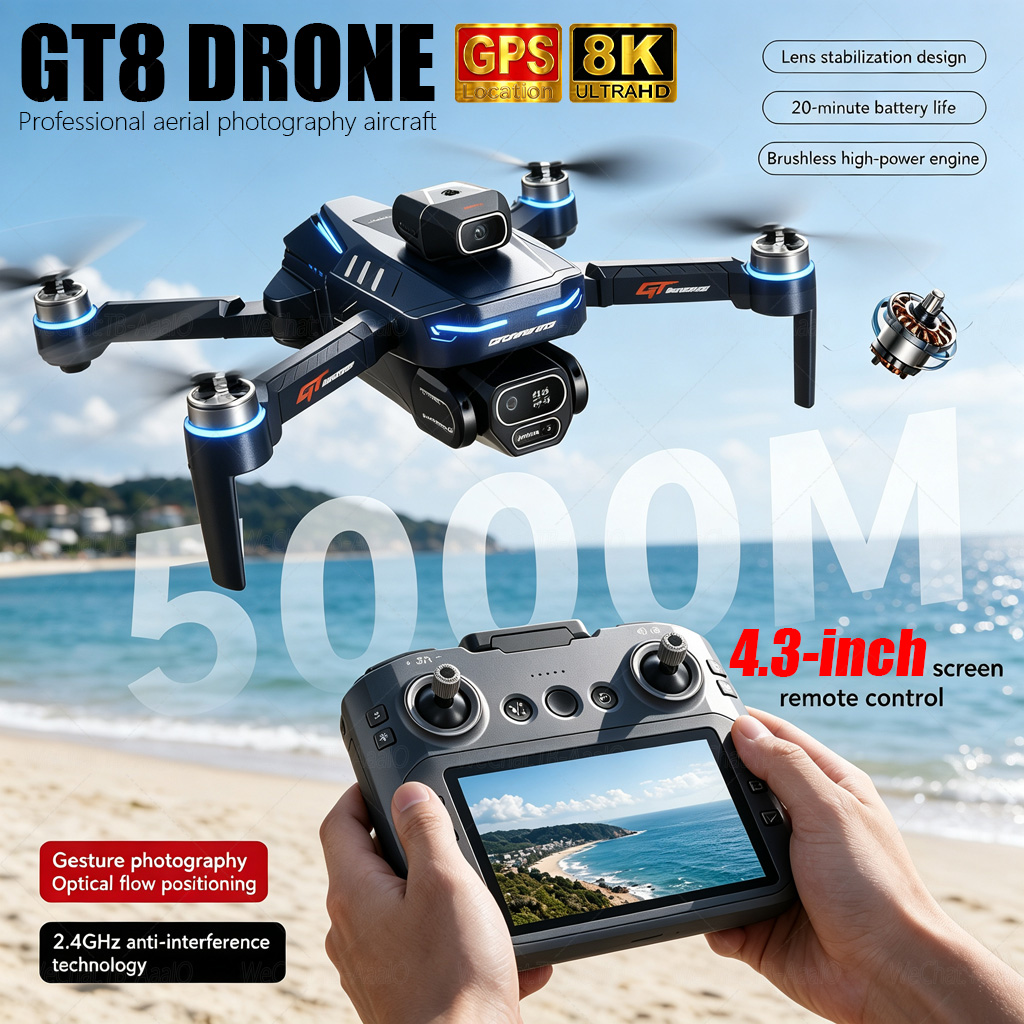 Fpv Brushless Rc Drone 4K - Drone RC GT8 HD BARU 4K