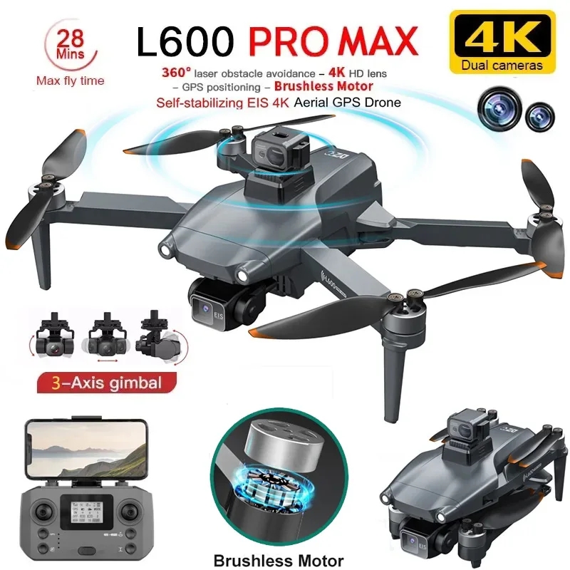 Fpv Brushless Rc Drone 4K - L600 PRO MAX Drone GPS profesional,