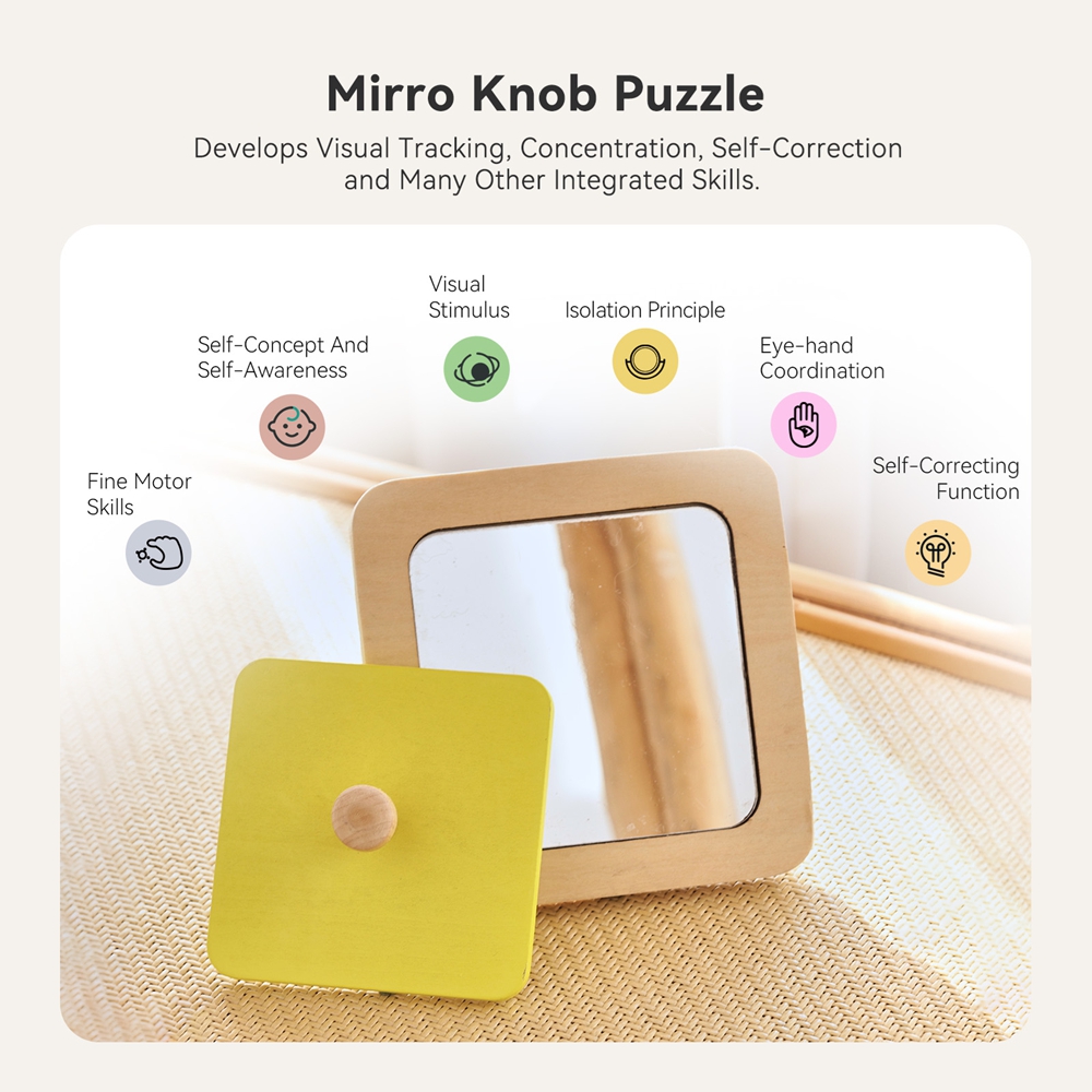Papan Aktivitas Cermin Kayu Mo - Montessori Wooden Busy Board Toddler ulasan dan harga