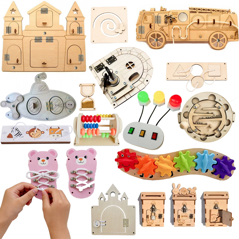 DIY Montessori Papan Sibuk Aks - Montessori Wooden Busy Board Toddler ulasan dan harga