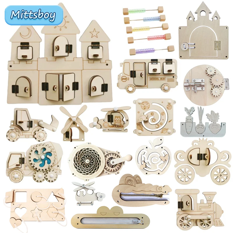 Montessori papan sibuk DIY Aks - Montessori Wooden Busy Board Toddler ulasan dan harga