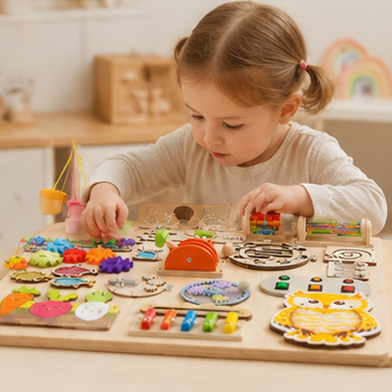 Aksesoris Papan Aktivitas Mont - Montessori Wooden Busy Board Toddler ulasan dan harga